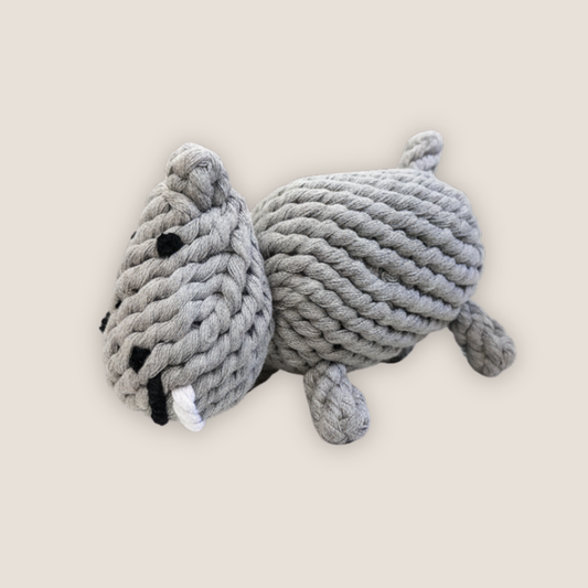 Large Gray Hippo Dog Rope Toys