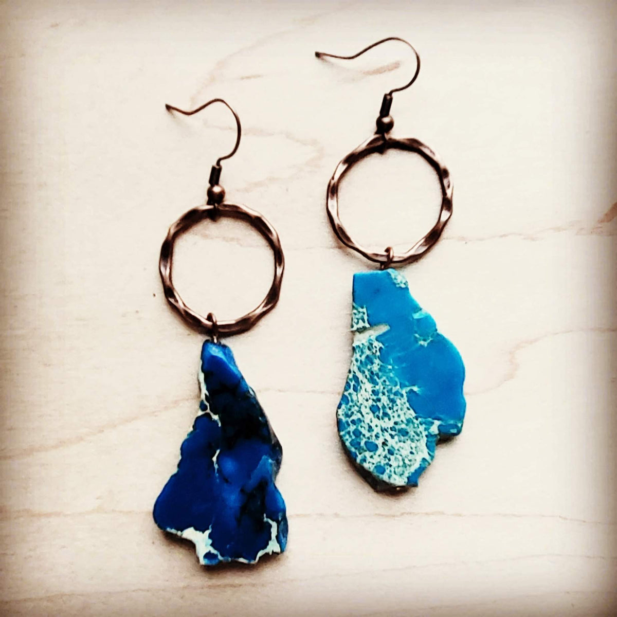 Blue Regalite Chunky Earrings-0