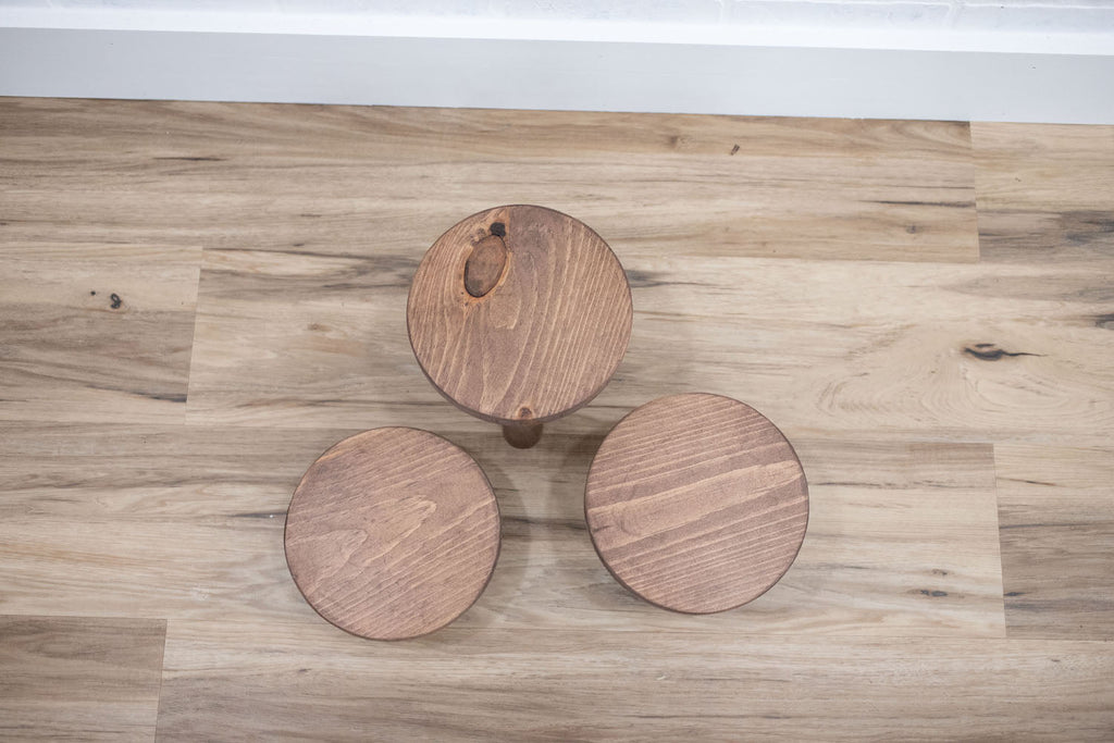 Pedestal Plant Stands, Set of 3 Wood Risers-4