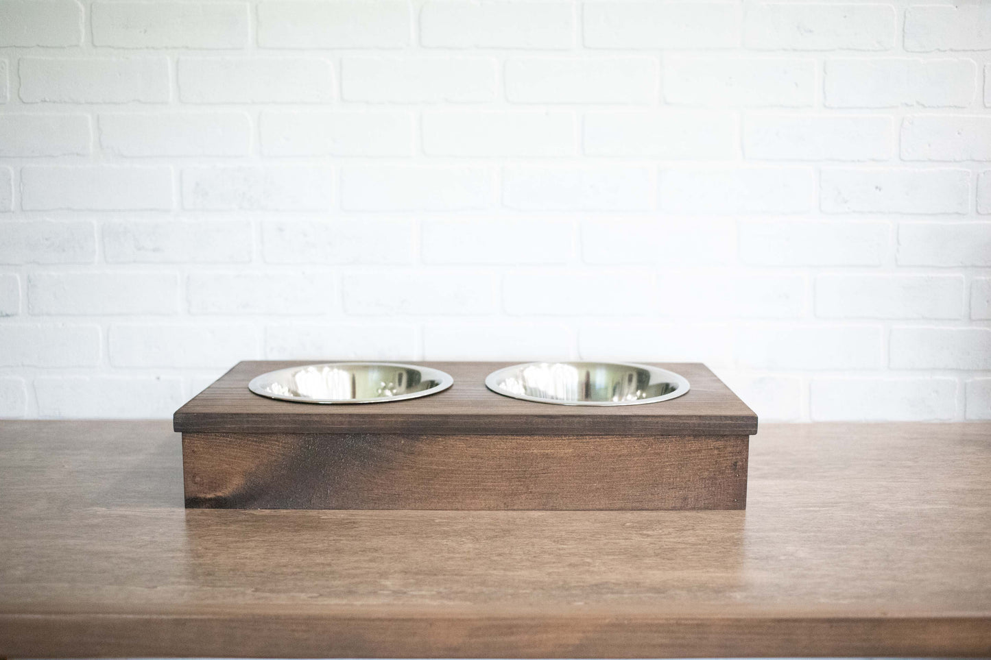 Dog Food Stand, Wooden Pet Feeder with Stainless Steel Bowls-0