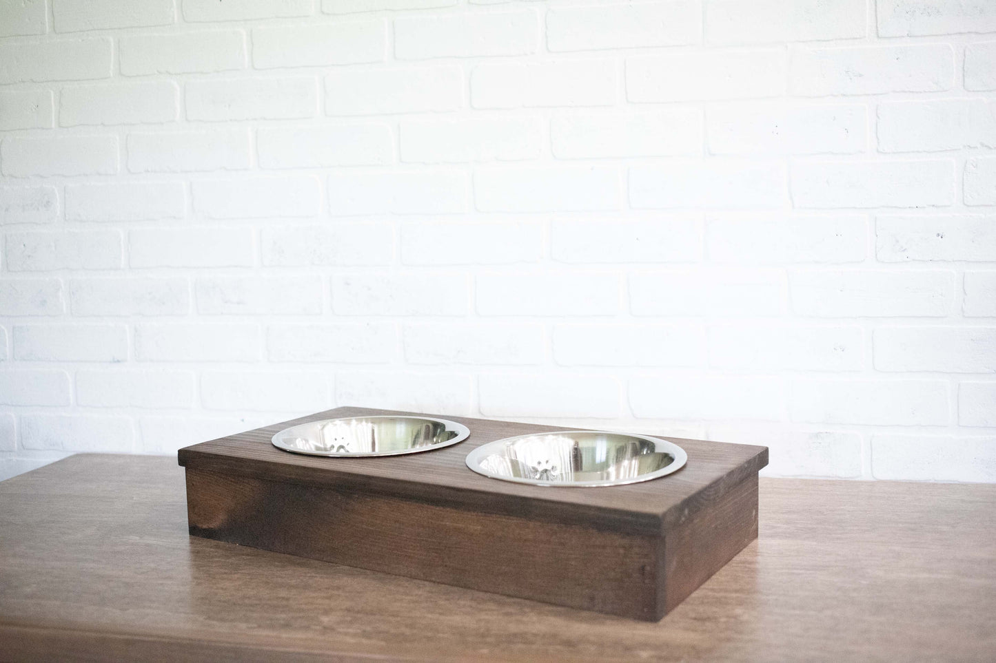 Dog Food Stand, Wooden Pet Feeder with Stainless Steel Bowls-2