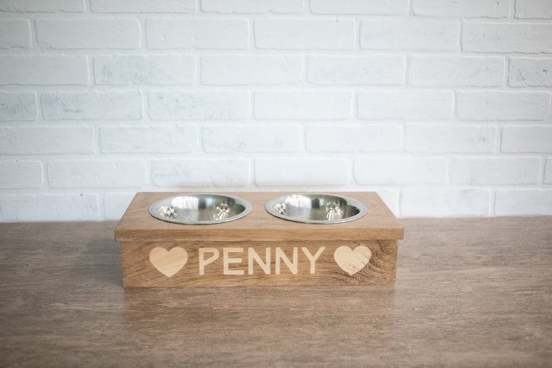 Wooden Pet Feeder with Stainless Steel Bowls,  Raised Dog Food Stand-0