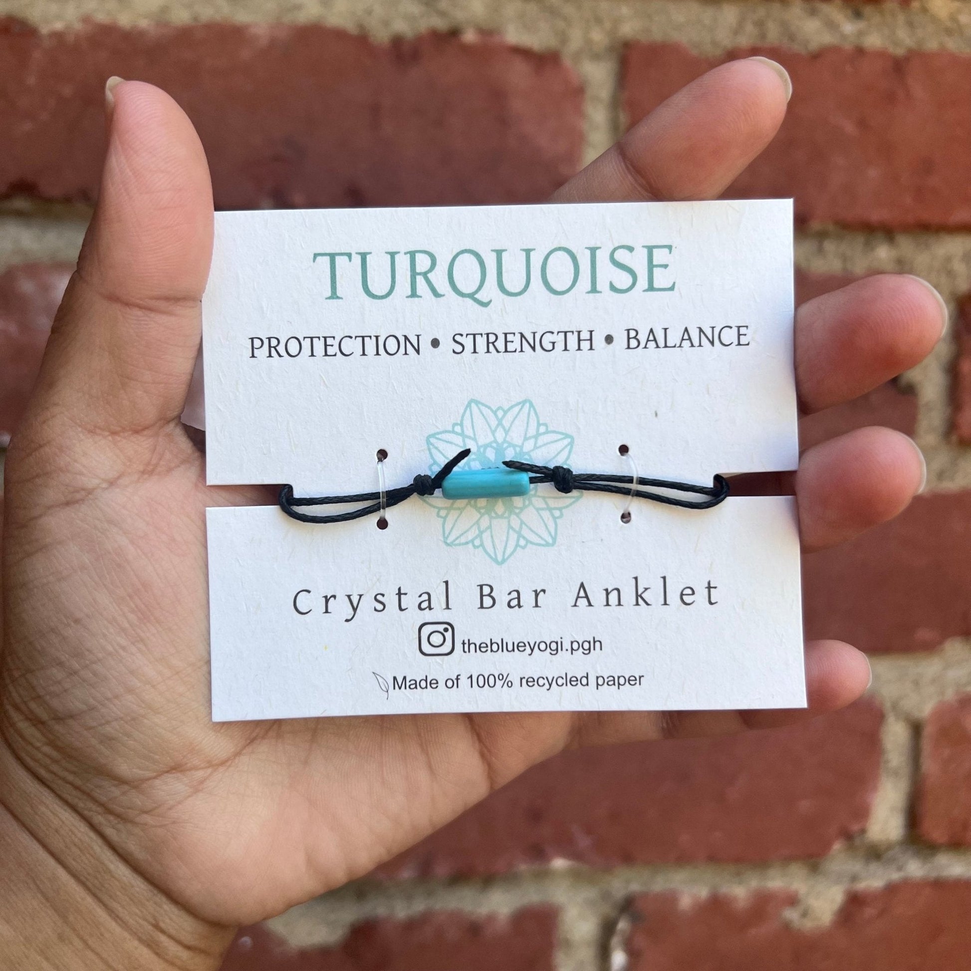 Turquoise Bar Minimal and Adjustable Anklet-4
