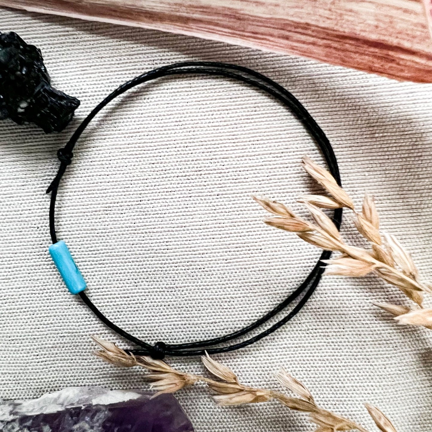 Turquoise Bar Minimal and Adjustable Anklet-3
