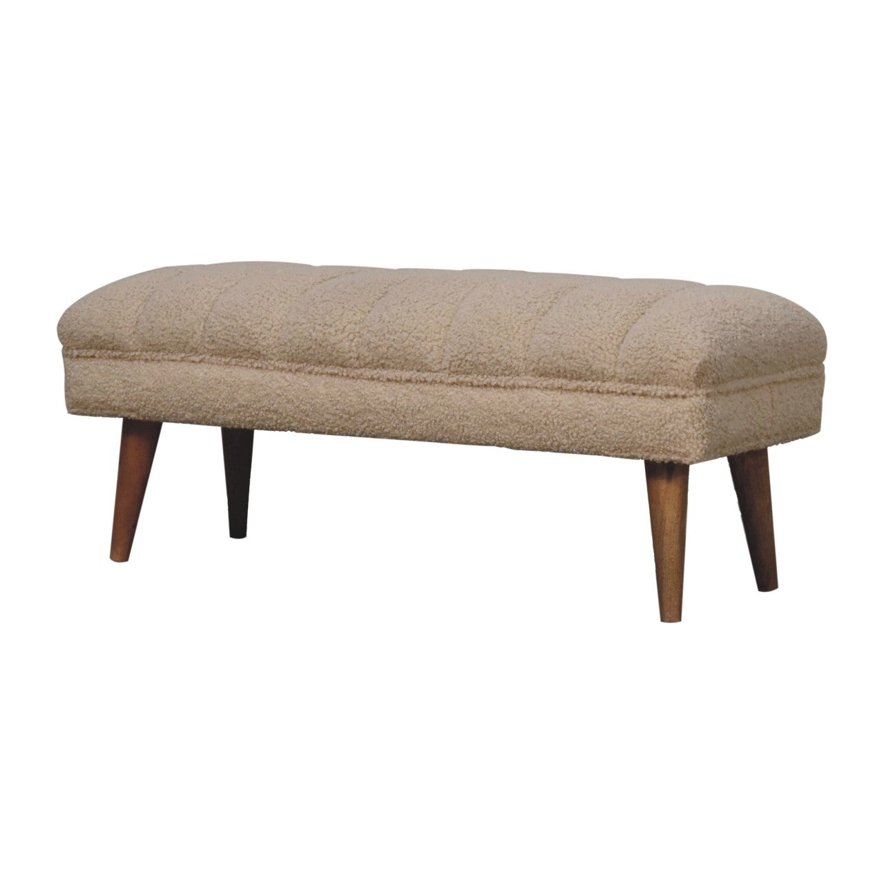 Cream Boucle Puffer Bench-3