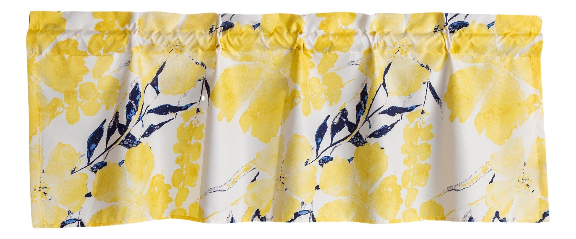 Tache Microfiber Watercolor Tropical Floral Yellow Blue Window Treatment Valance (JHW-841)-1