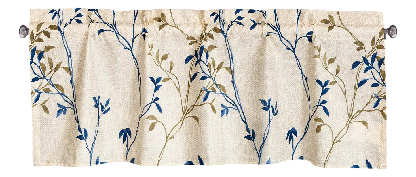 Tache Poplin Cotton Elegant Leaf Vine Cream Beige Window Treatment Valance (JHW-842)-1