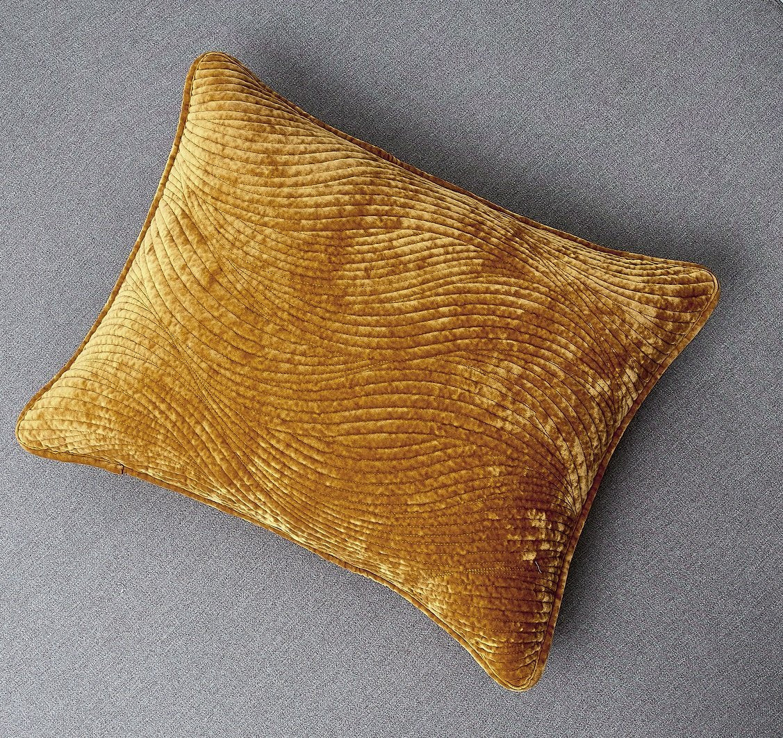 Tache Velvet Dreams Melted Gold Plush Waves Pillow Sham (JHW-852Y)-1