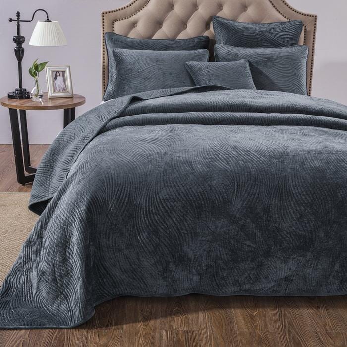 Tache Velvet Dreams Navy Blue Plush Waves Cushion Covers / Euro Sham (JHW-852BL)-4