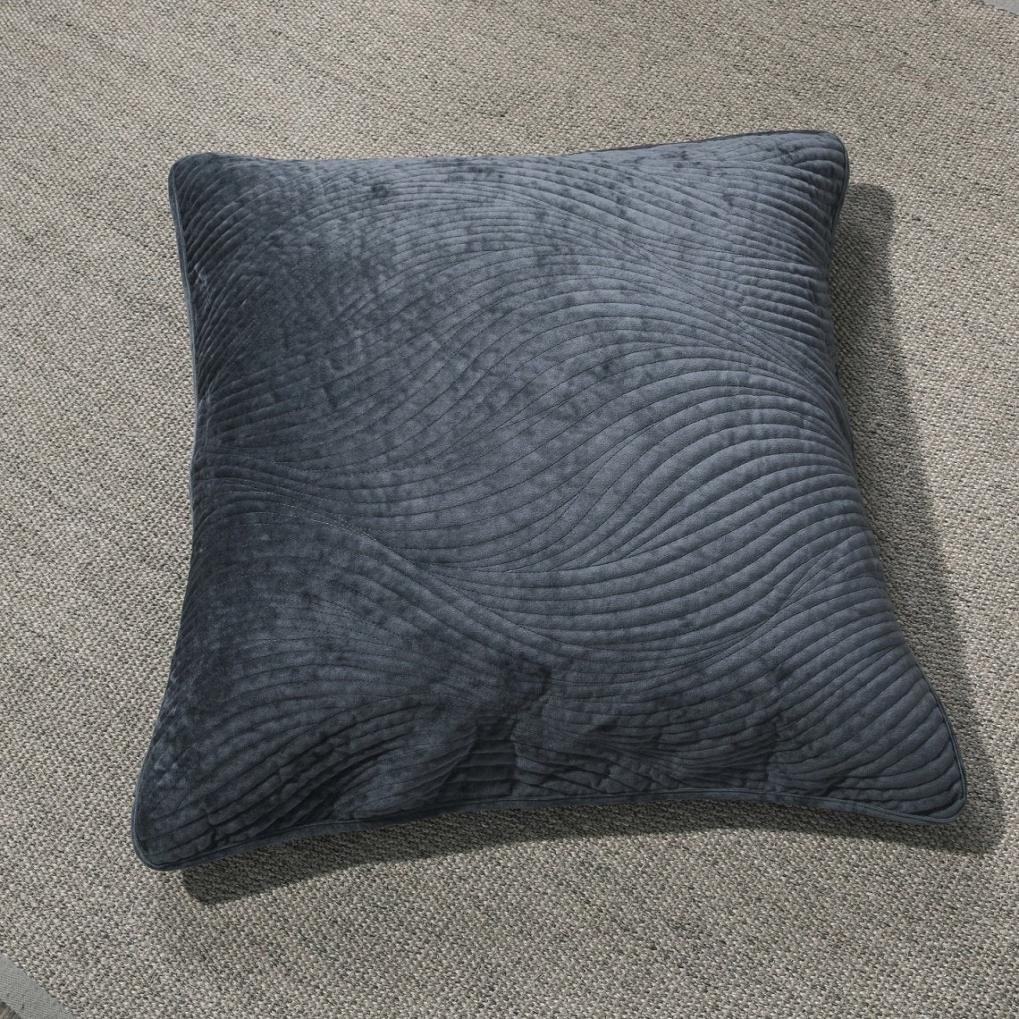 Tache Velvet Dreams Navy Blue Plush Waves Cushion Covers / Euro Sham (JHW-852BL)-2