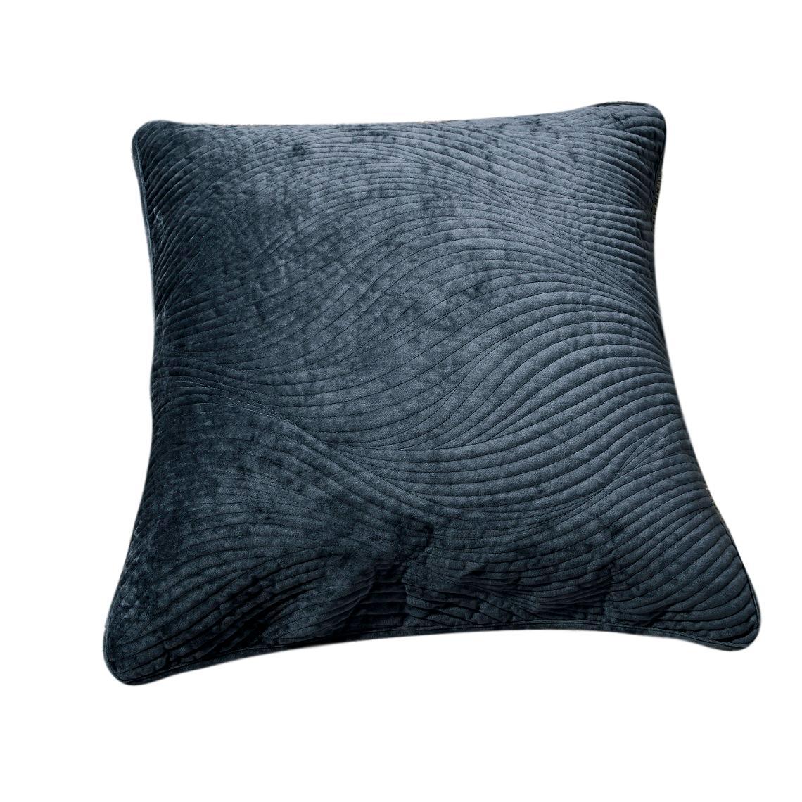 Tache Velvet Dreams Navy Blue Plush Waves Cushion Covers / Euro Sham (JHW-852BL)-0