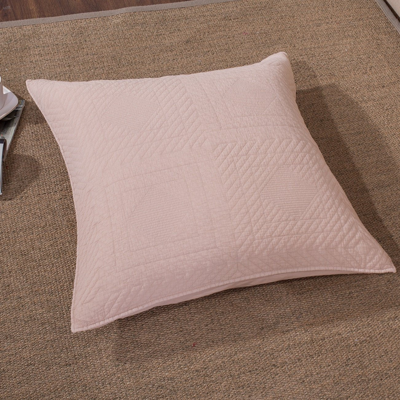 Tache Cotton Stone Washed Soothing Pastel Rustic Blush Pink Cushion Covers / Euro Sham (JHW-863)-1