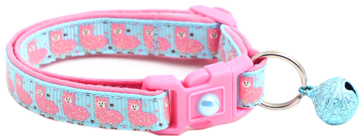 Pink Llamas Breakaway Cat Collar-7