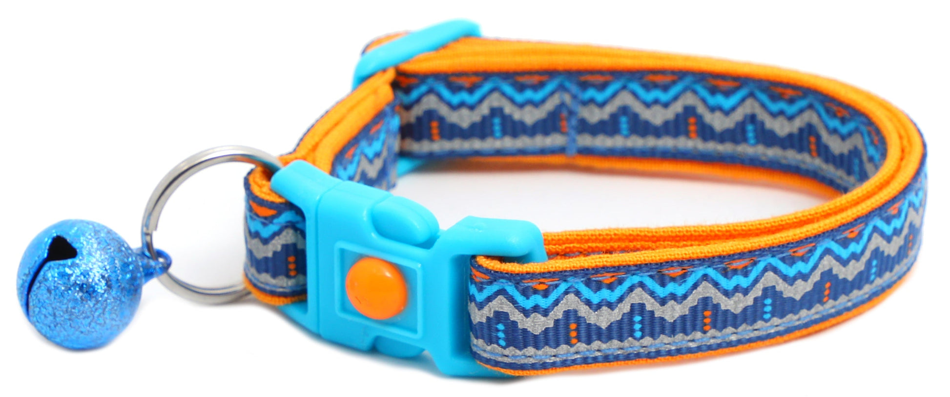 Blue and Orange Aztec Breakaway Cat Collar-5