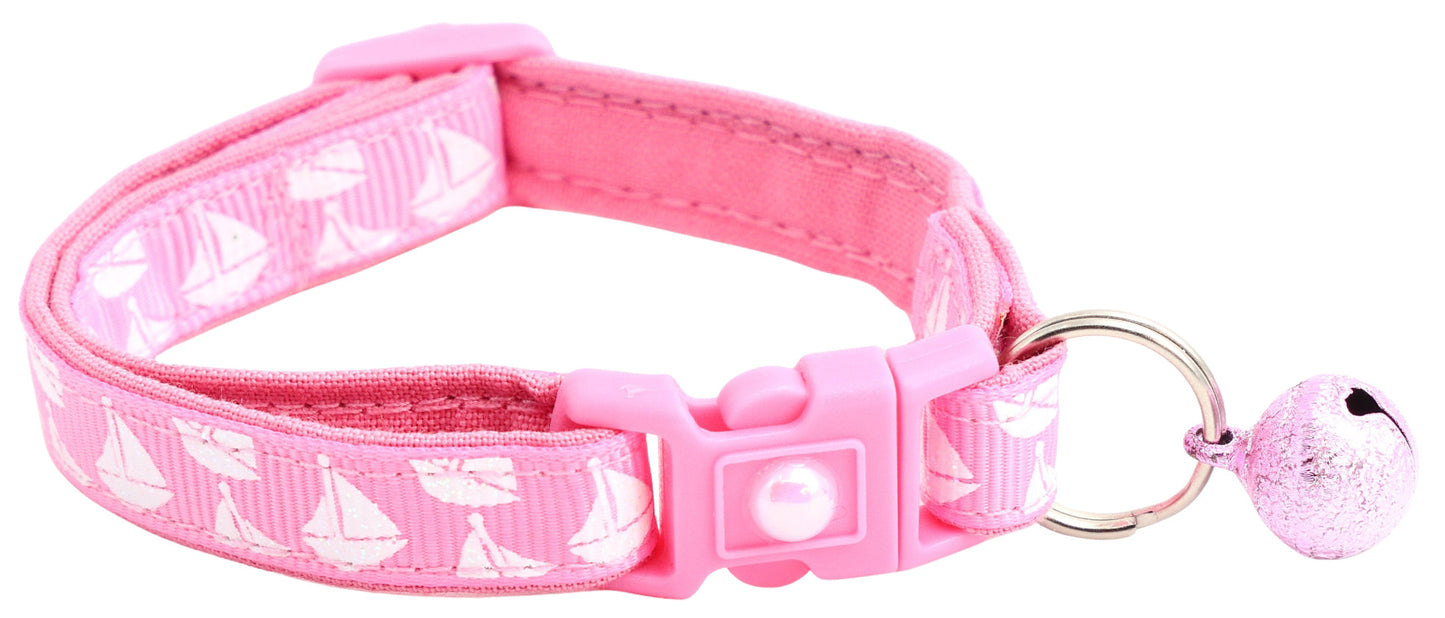 Sailboats on Red Breakaway Cat Collar