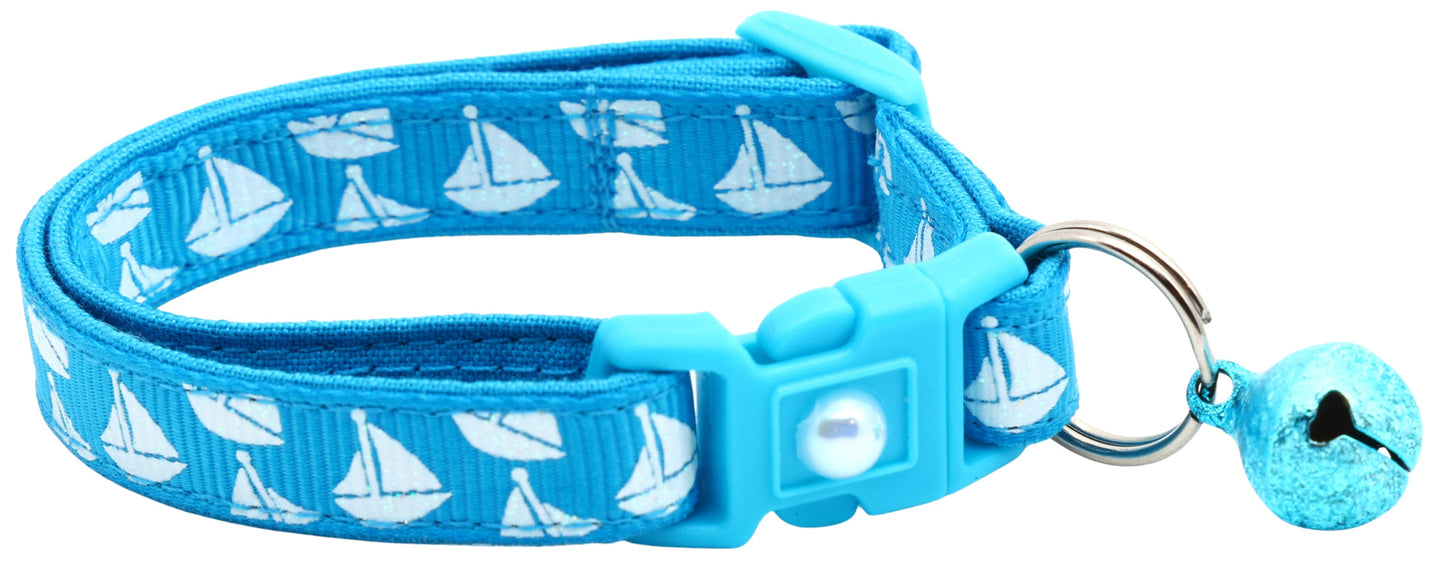 Sailboats on Red Breakaway Cat Collar