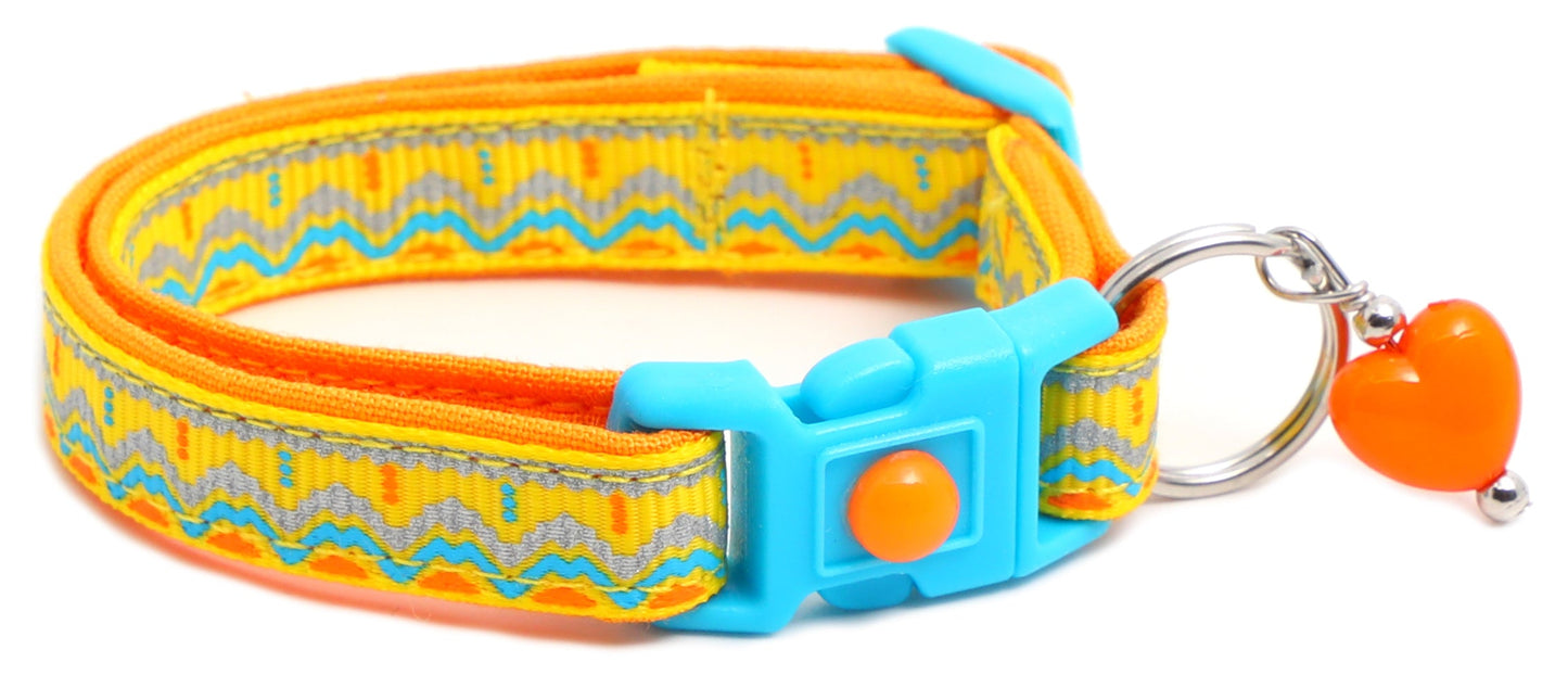 Blue and Orange Aztec Breakaway Cat Collar-16