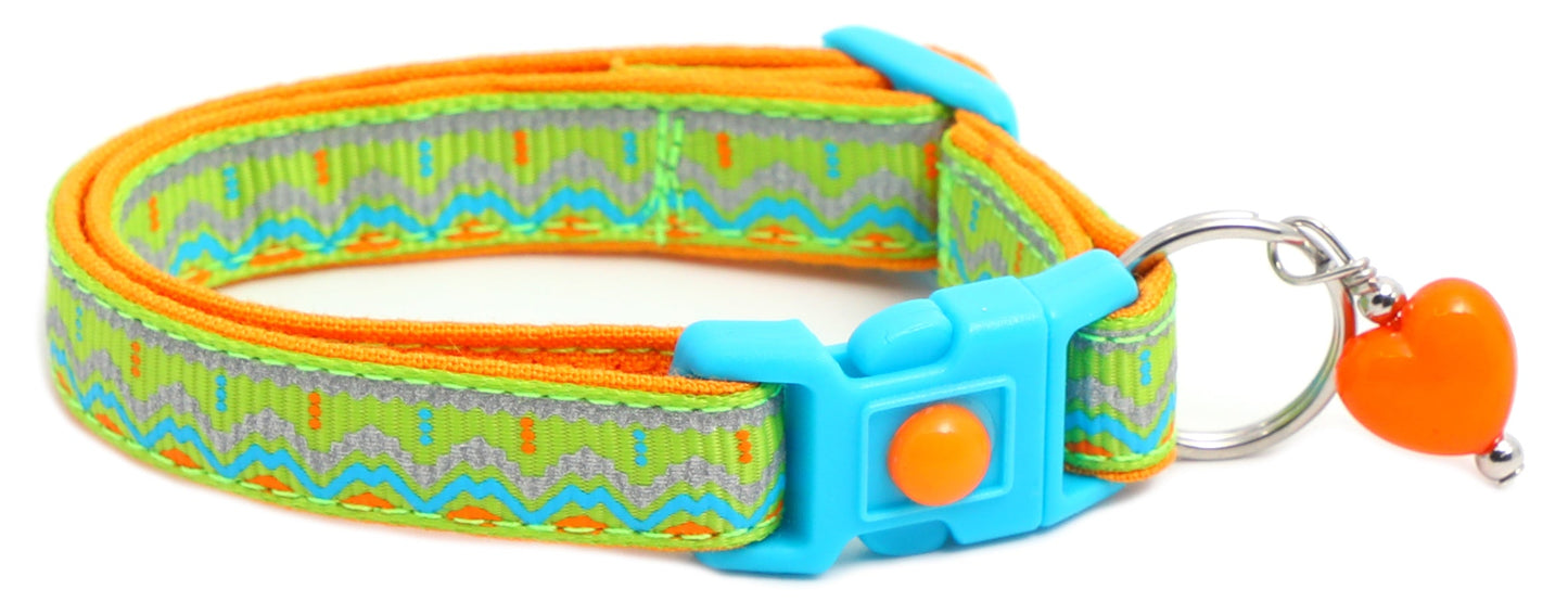 Blue and Orange Aztec Breakaway Cat Collar-15