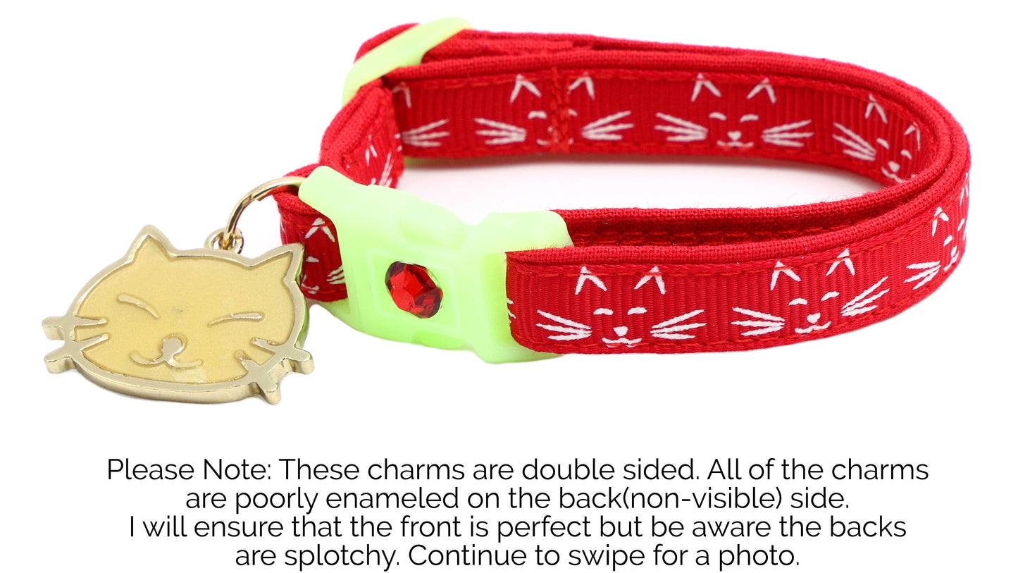 Glowing Cat Faces Breakaway Cat Collar-26