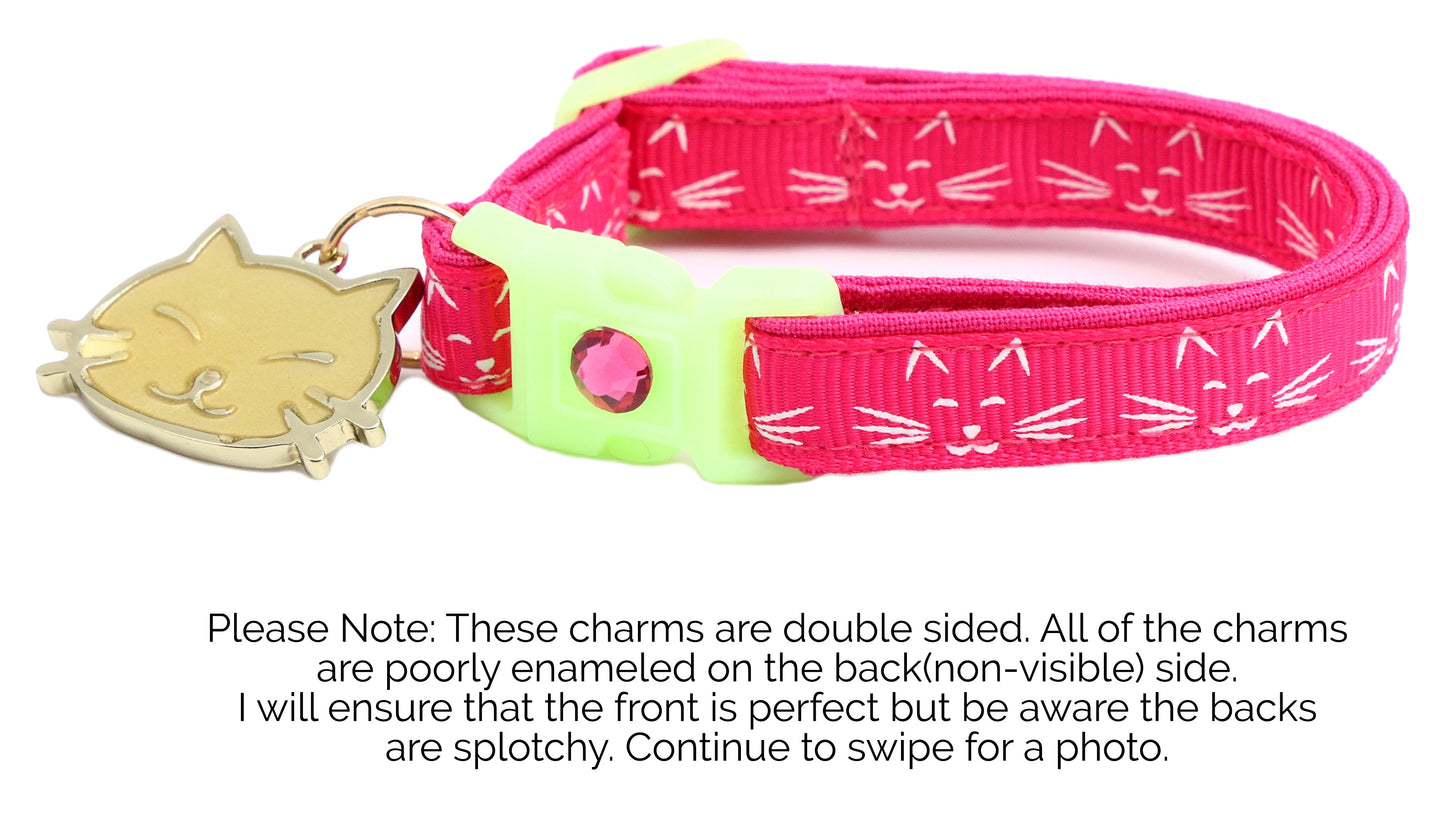 Glowing Cat Faces Breakaway Cat Collar-24