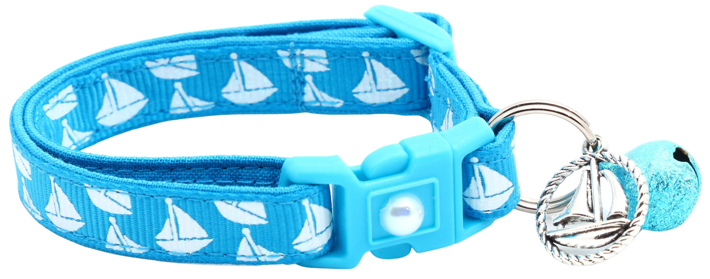 Sailboats on Red Breakaway Cat Collar