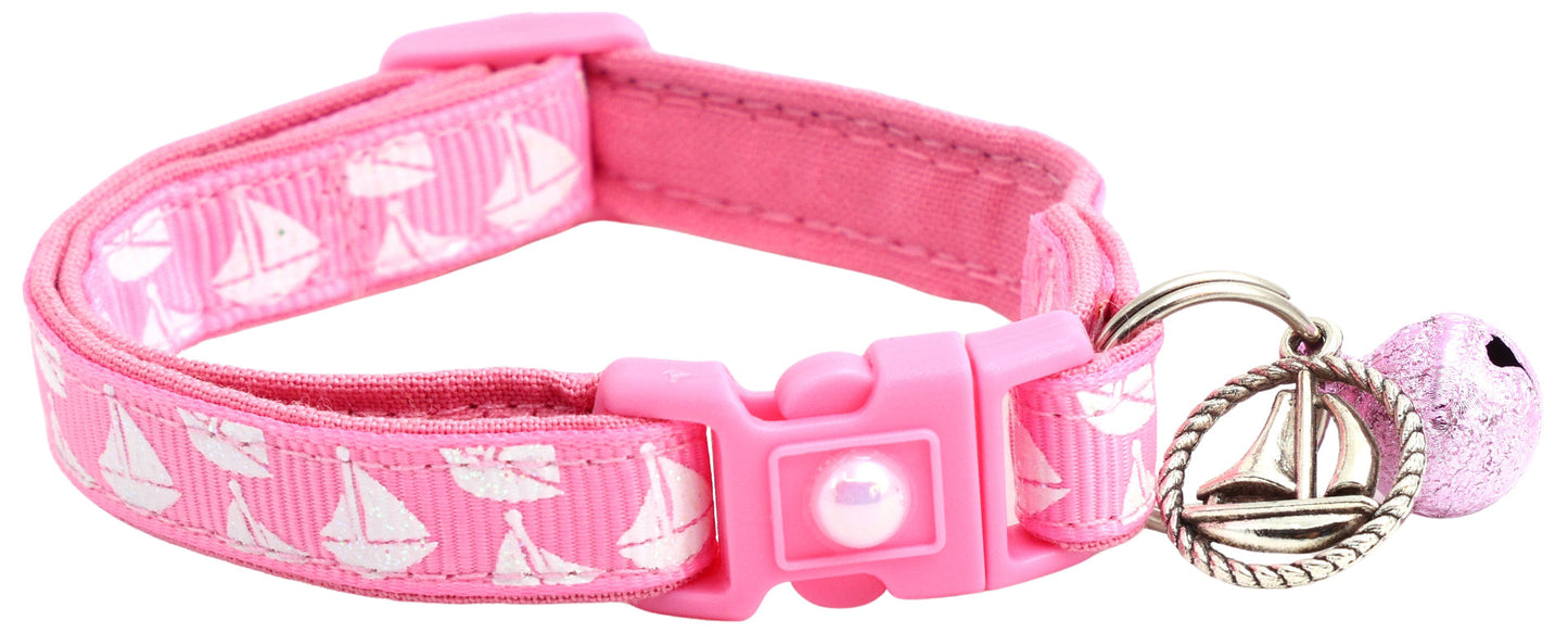 Sailboats on Red Breakaway Cat Collar
