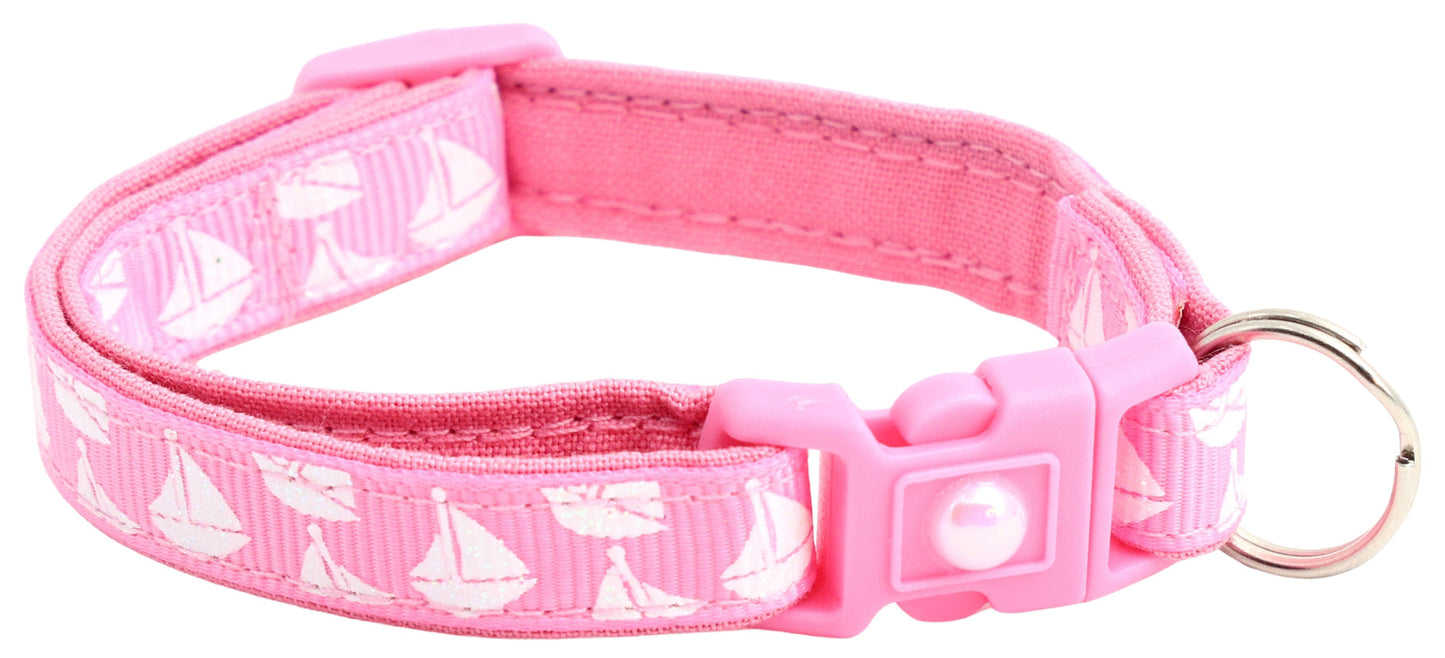 Sailboats on Red Breakaway Cat Collar