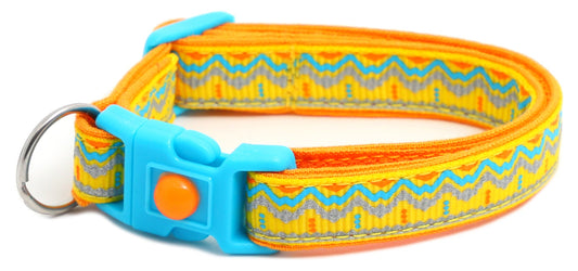 Blue and Orange Aztec Breakaway Cat Collar-30