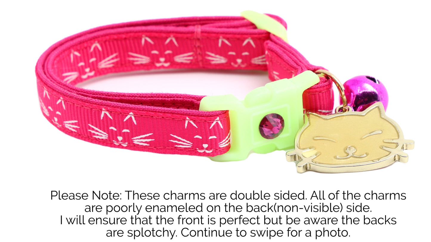 Glowing Cat Faces Breakaway Cat Collar-32