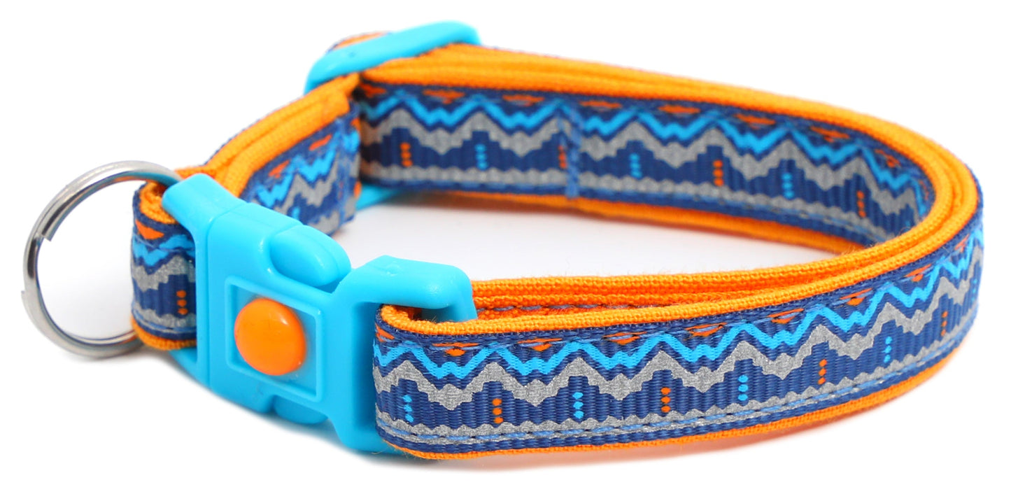 Blue and Orange Aztec Breakaway Cat Collar-27