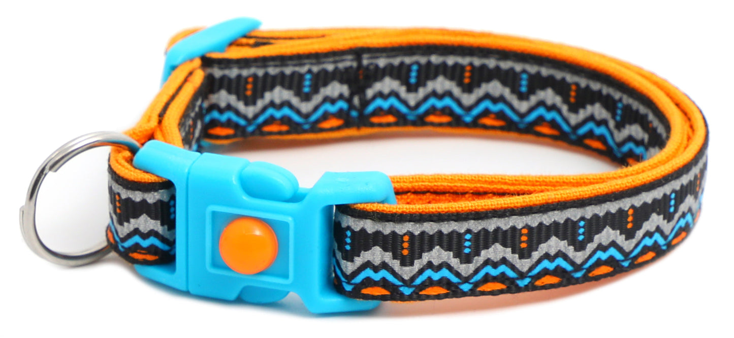 Blue and Orange Aztec Breakaway Cat Collar-28