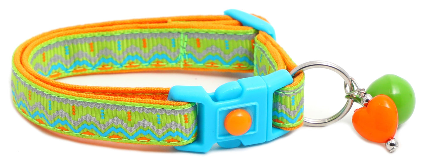 Blue and Orange Aztec Breakaway Cat Collar-24
