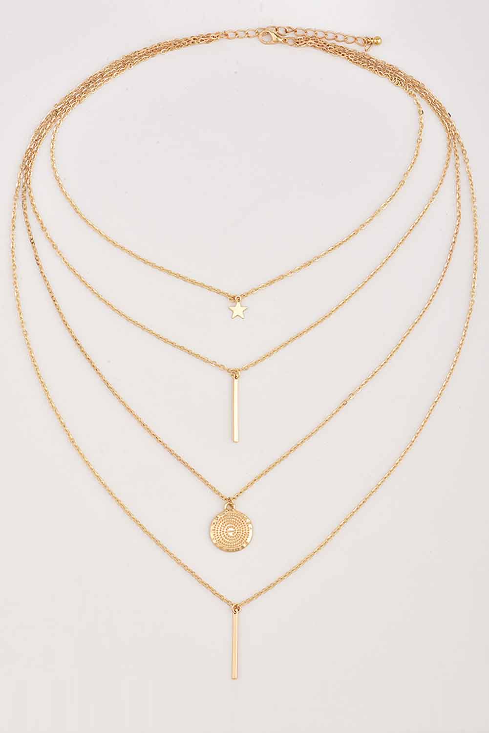 Gold Boho Multi-layered Pendant Necklace