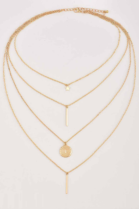 Gold Boho Multi-layered Pendant Necklace