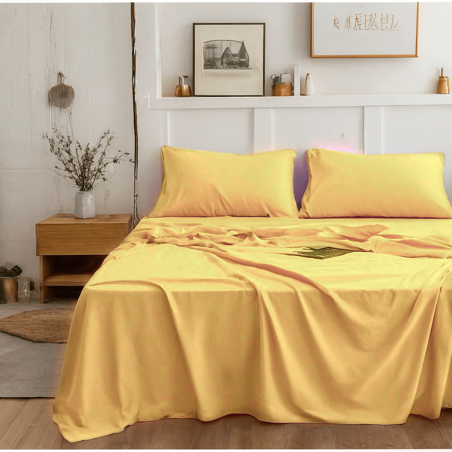 Tache Microfiber Sunny Yellow Bed Sheet Set (404-YS-BSS)-0