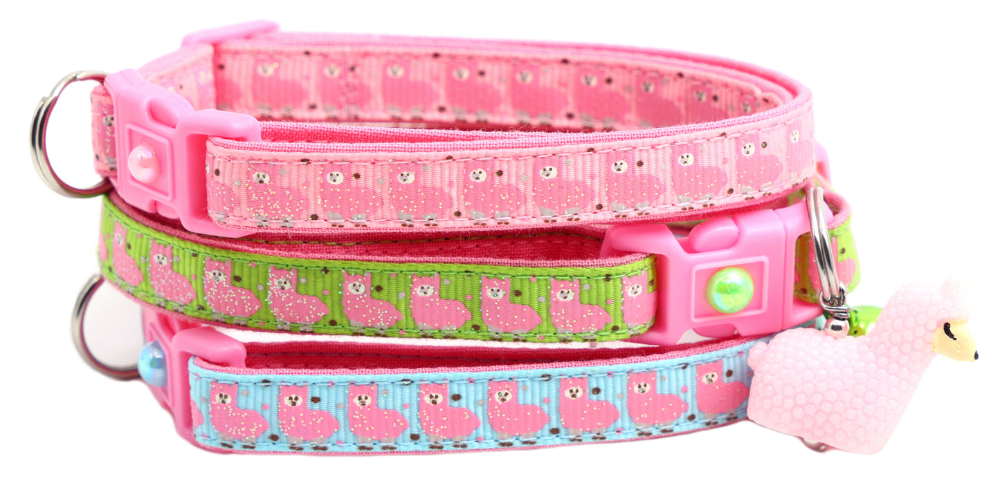 Pink Llamas Breakaway Cat Collar-0