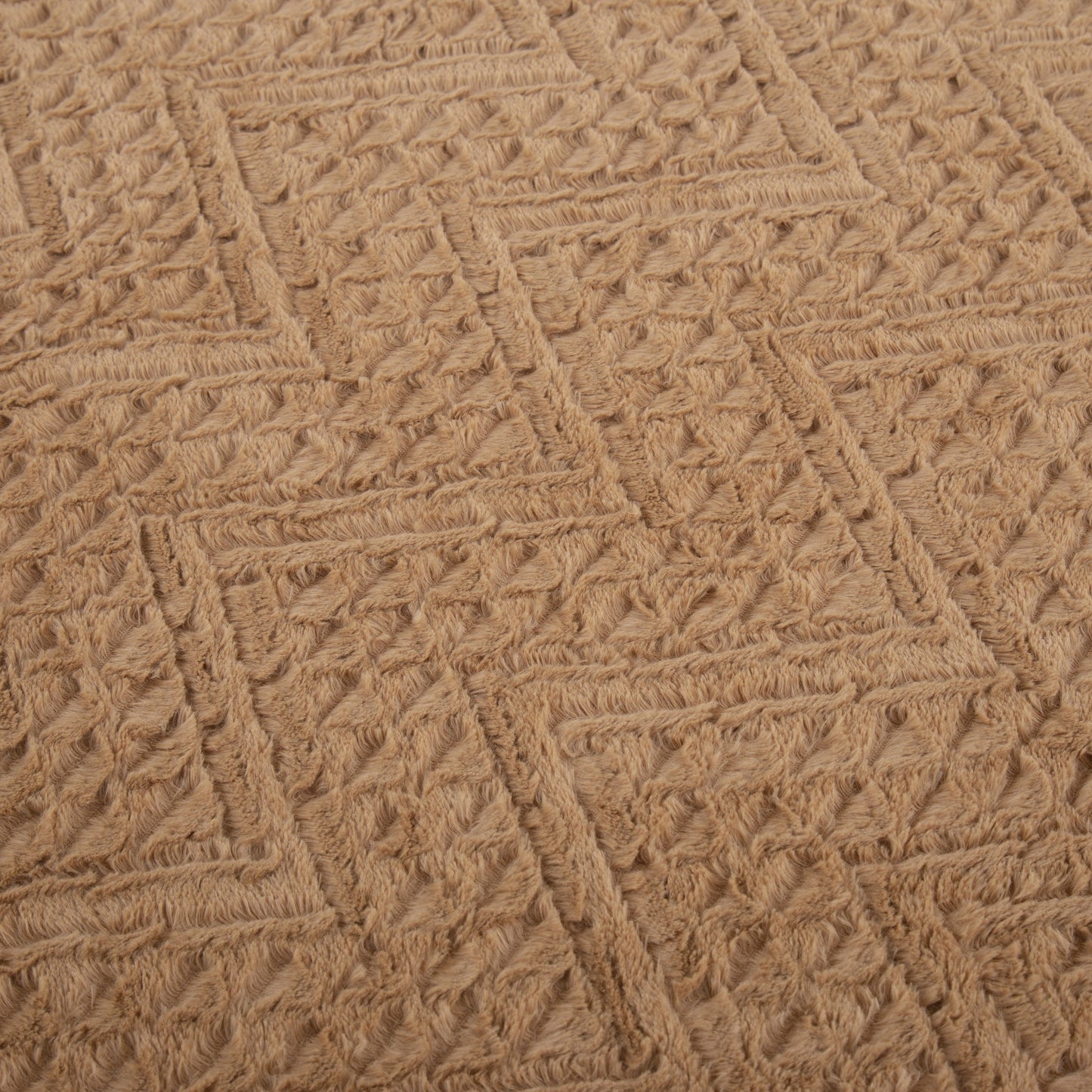 Tache Caramel Brown Faux Fur Throw Blanket Chevron Geometric Embossed (#10)-1