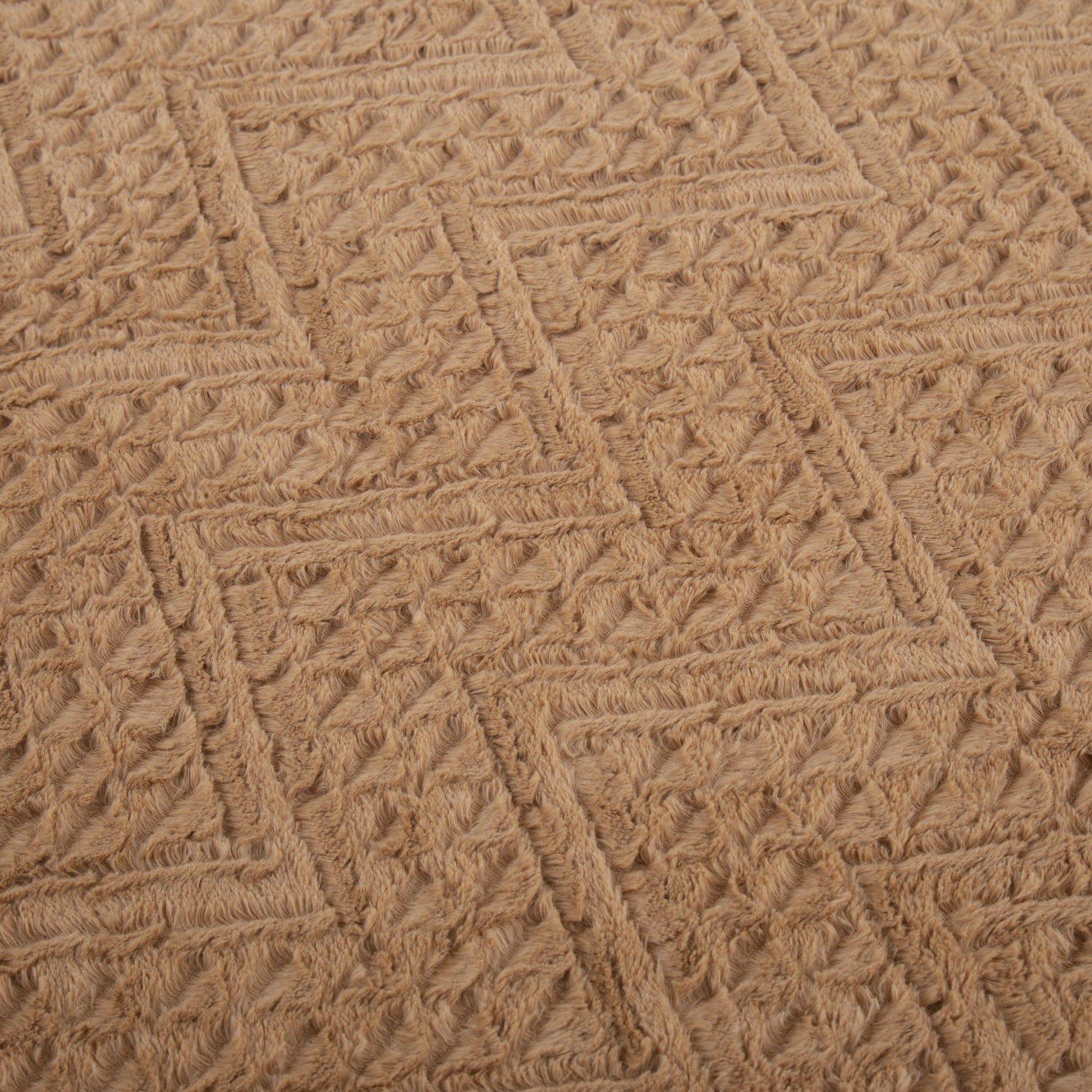 Tache Caramel Brown Faux Fur Throw Blanket Chevron Geometric Embossed (#10)-1