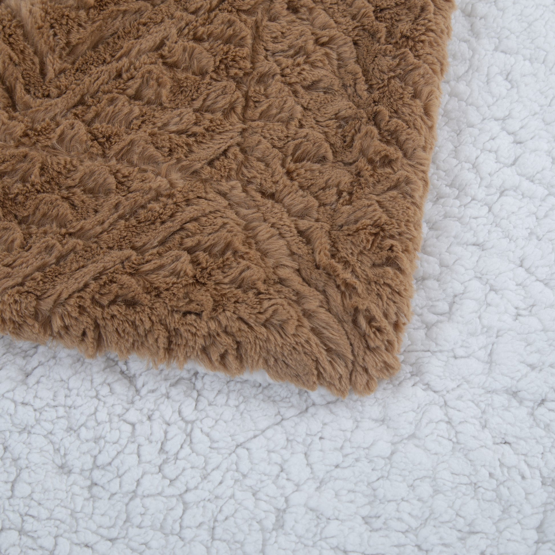 Tache Caramel Brown Faux Fur Throw Blanket Chevron Geometric Embossed (#10)-3