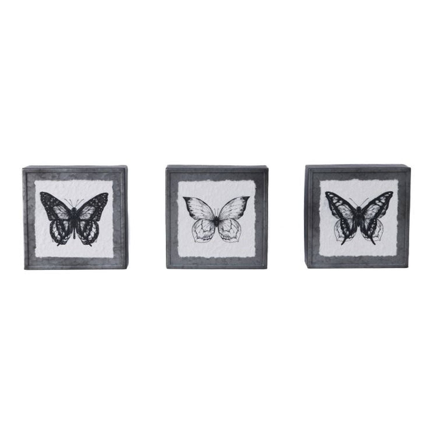 Regency International Metal Butterfly Print 7.75X7.75", Set Of 3, Assortment-0