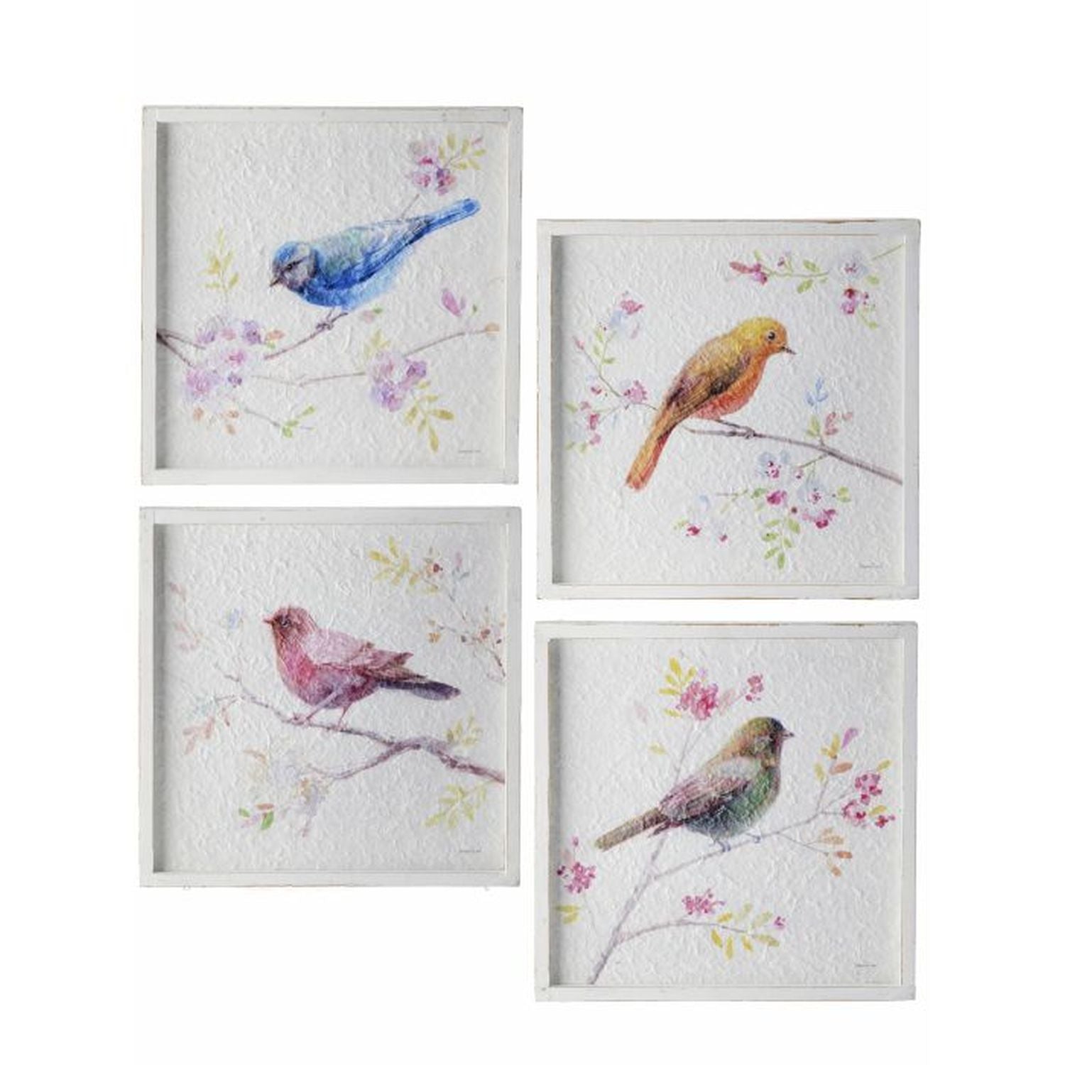 Regency International Wood Bird On Branch Print 12X12", Set Of 4, Assortment-0