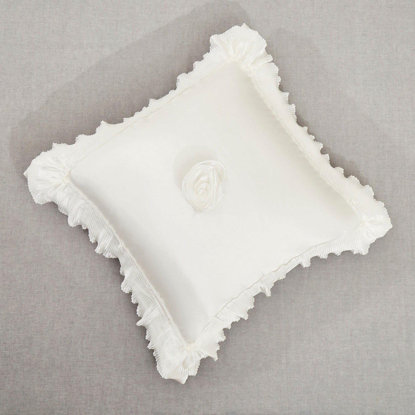Tache Satin Ruffle Pearl White Ivory Sweet Victorian Euro Sham (MZ002W)-1