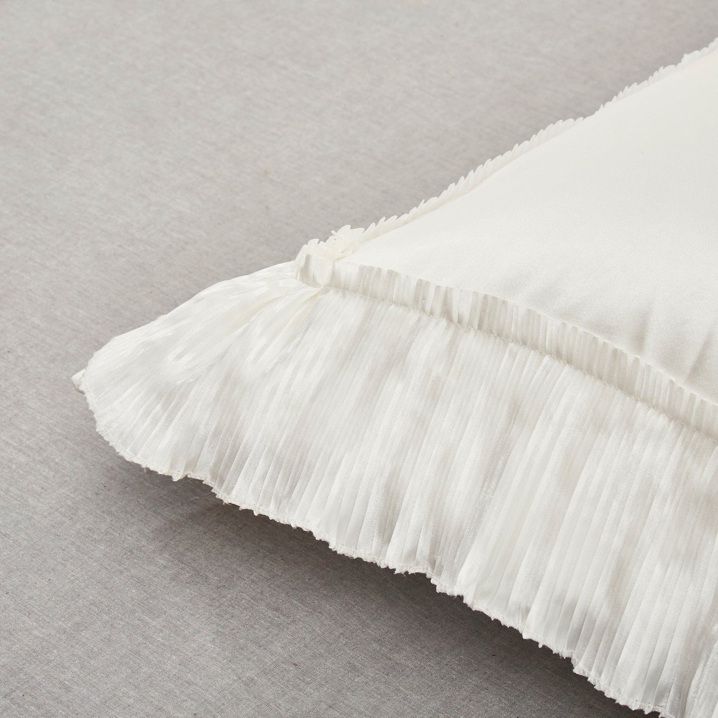 Tache Satin Ruffle Pearl White Ivory Sweet Victorian Euro Sham (MZ002W)-3