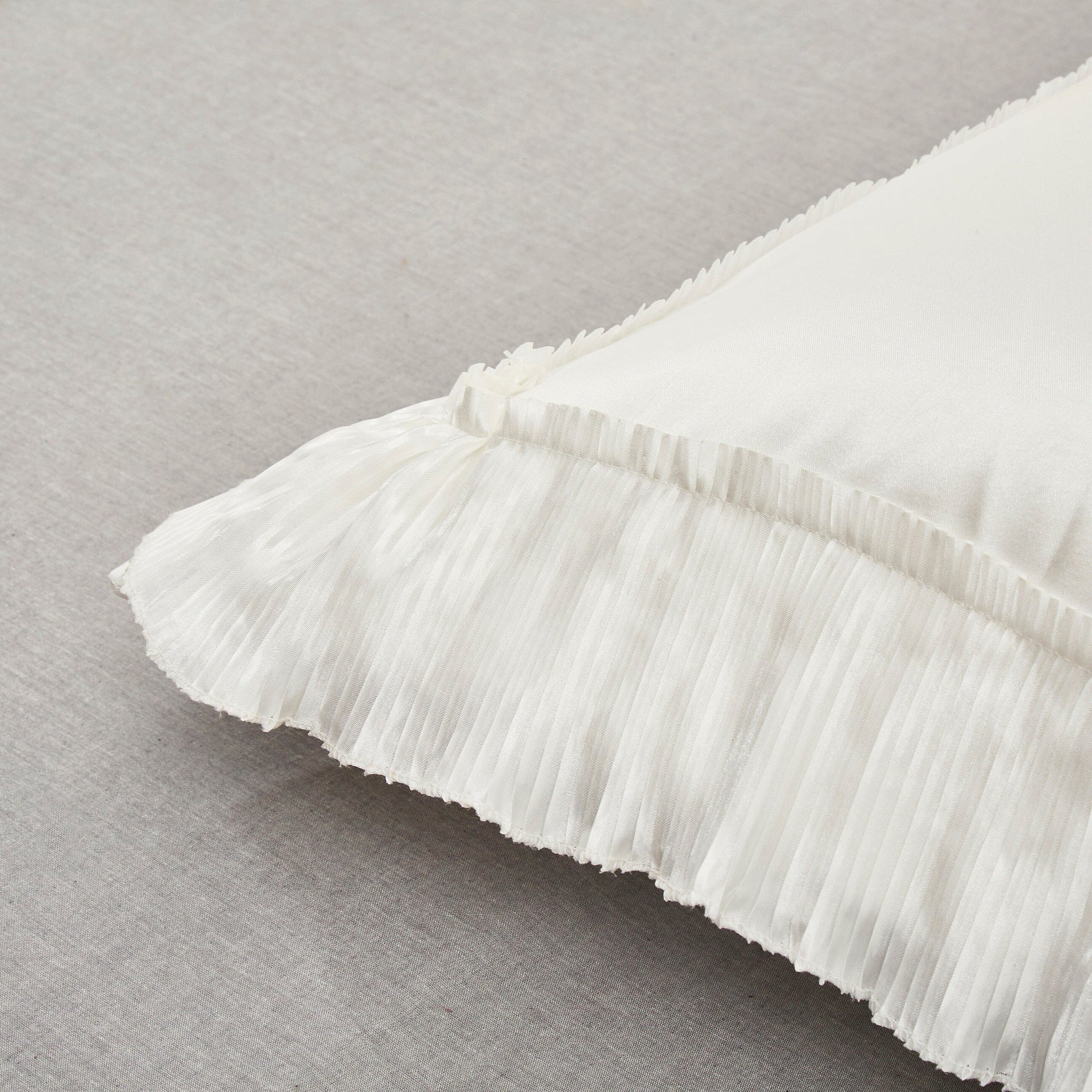 Tache Satin Ruffle Pearl White Ivory Sweet Victorian Euro Sham (MZ002W)-3
