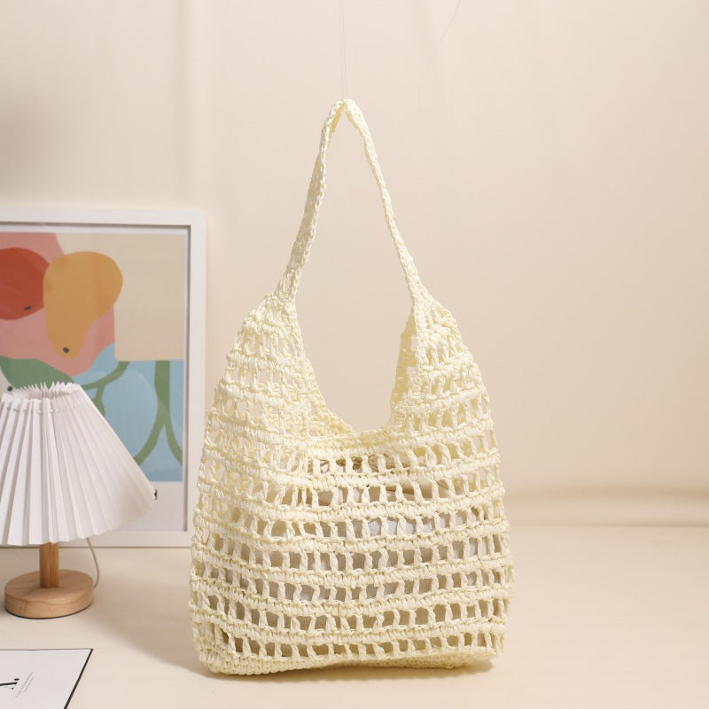 Seaside Vacation Beach Bag French Large Capacity Shoulder Straw Bag-7