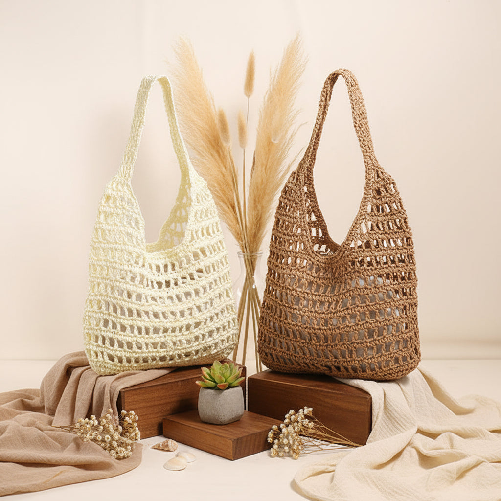 Seaside Vacation Beach Bag French Large Capacity Shoulder Straw Bag-3
