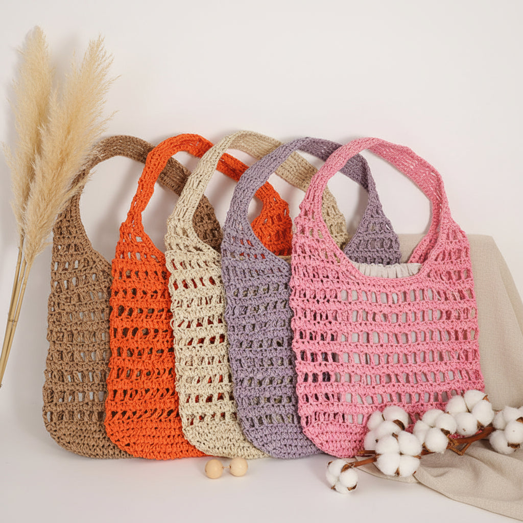 Seaside Vacation Beach Bag French Large Capacity Shoulder Straw Bag-2