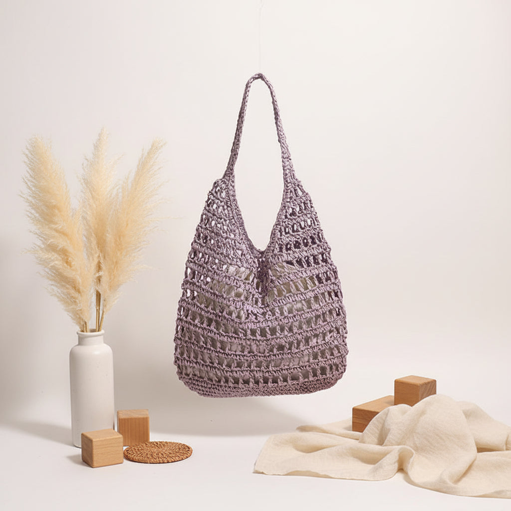 Seaside Vacation Beach Bag French Large Capacity Shoulder Straw Bag-0