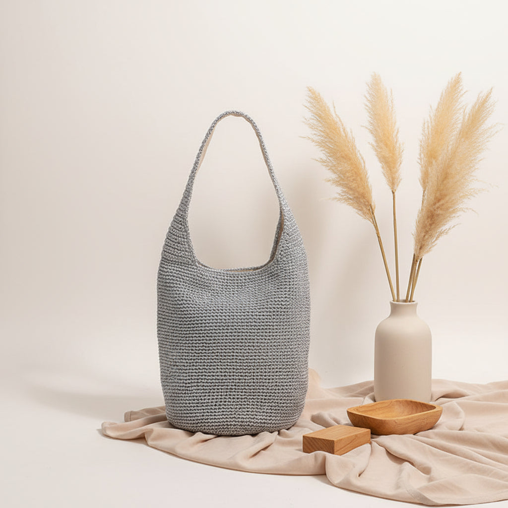 Shoulder Straw Bag Portable Bucket Woven Bag Vacation Beach Bag-2