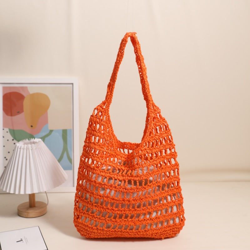 Seaside Vacation Beach Bag French Large Capacity Shoulder Straw Bag-10